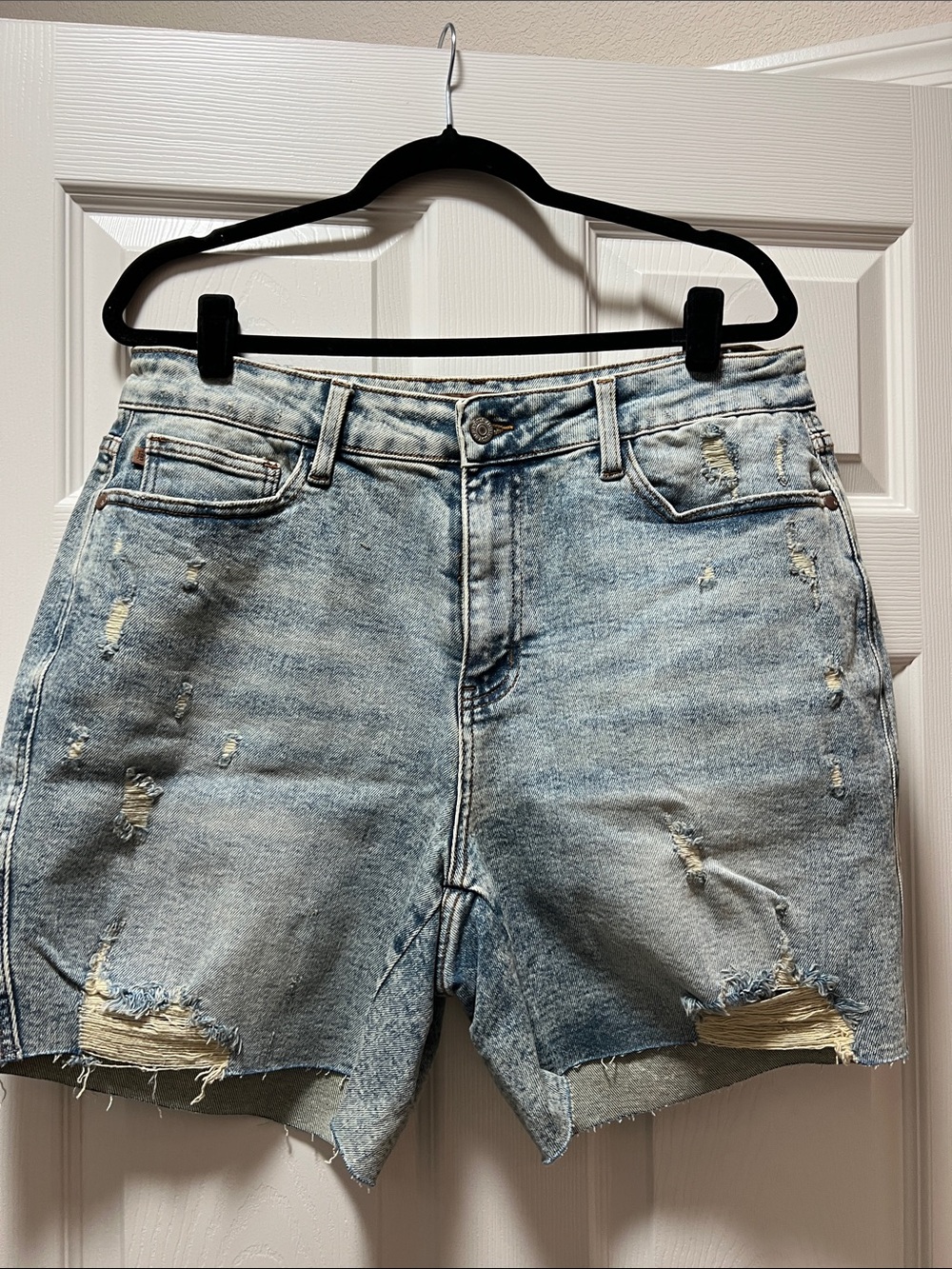 Judy Blue Light Blue Distressed Denim Shorts